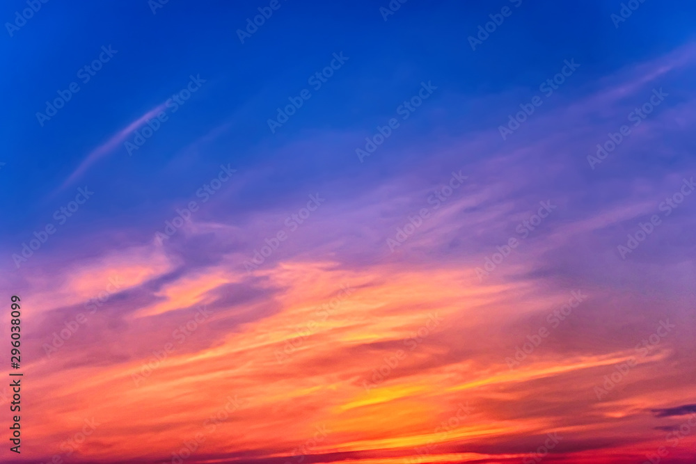 Beautiful sunset sky tropical clouds