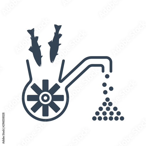 black icon fish processing, grinding, milling fish