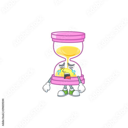 Crying icon sandglass in the cartoon character
