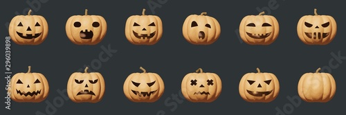 Pumpkin Halloween emotion - flat plasticine vector