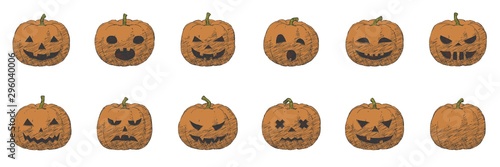Pumpkin hand drawn sketch Halloween illustration