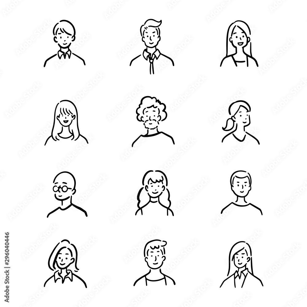 Doodle set of avatar office workers, cheerful people, hand-drawn icon style, character design, vector illustration. Doodle set of avatar office workers, cheerful people, hand-drawn icon style, character design, vector illustration.