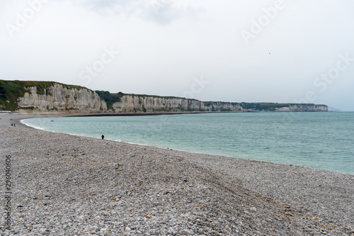 the rocky beach and limestone cliffs on the alabaster coast of Normandy in Fecamp