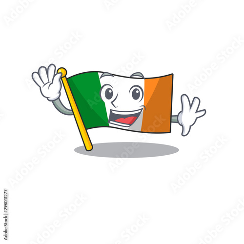 Waving flag ireland hoisted above cartoon pole