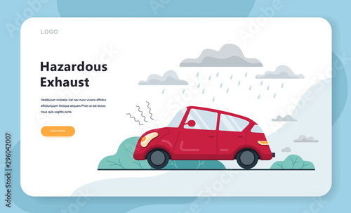 Hazardous exhaust gases from the car web banner.