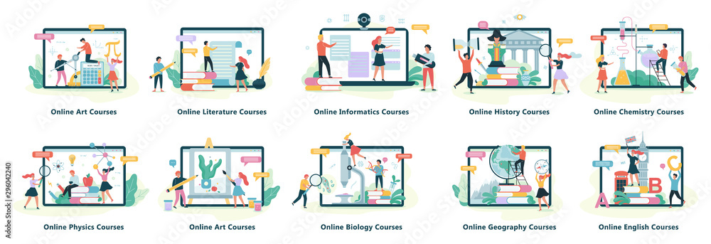 Online education web banner. Idea of distance