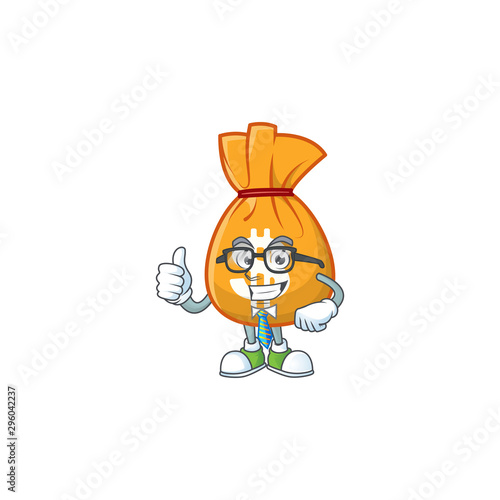Businessman cartoon bag of money with mascot