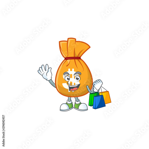 Shopping cartoon bag of money with mascot