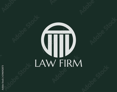 Simple Logo of Law Firm. Lawyer Service Logo Design. Isolated on Green Background. Vector Illustration