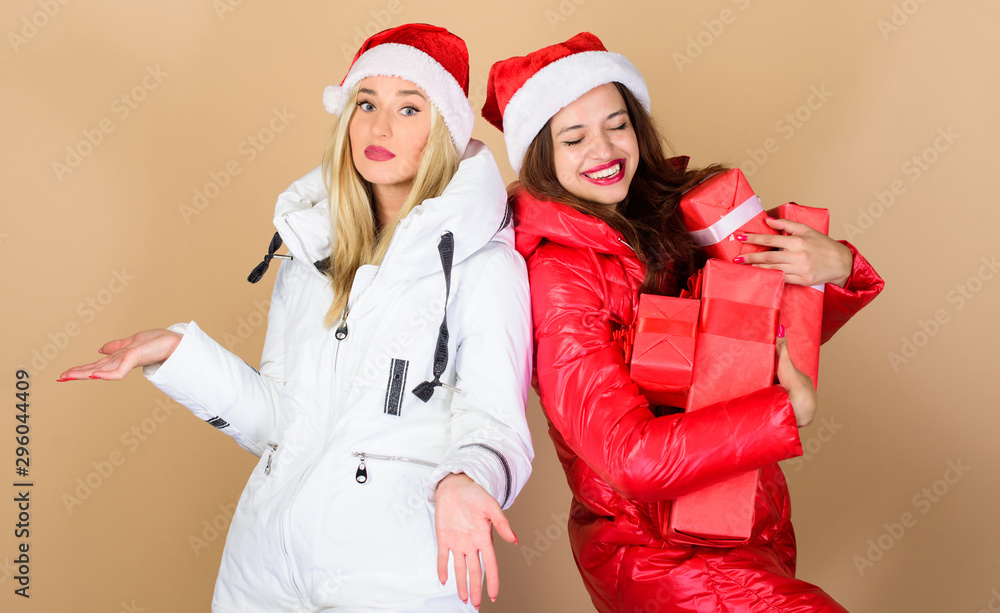 Greedy santa girl. Fashion trend. Winter season. She got it all