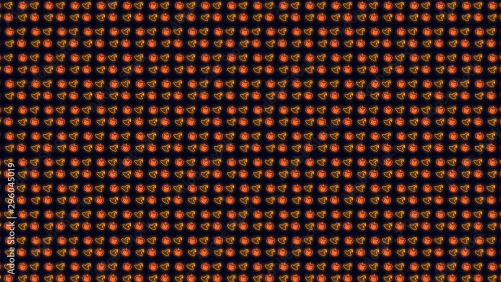 Halloween Pumpkin and Witch Hat in Neon Orange Tiled Looping Motion Graphics Halloween Pumpkin and Witch Hat in Neon Orange Tiled Looping Motion Graphics