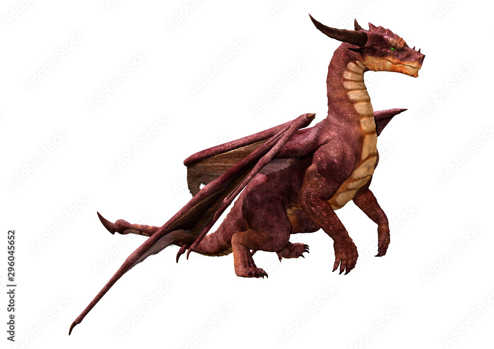 Naklejka premium 3D Rendering Fairy Tale Dragon on White