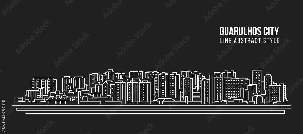 Cityscape Building panorama Line art Vector Illustration design - Guarulhos city
