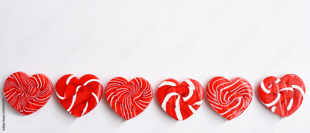 close up of heart lollipop isolated on white background