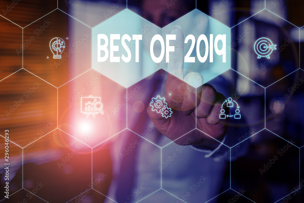 Conceptual hand writing showing Best Of 2019. Concept meaning great and marvelous things and events happened on 2019 Woman wear work suit presenting presentation smart device Conceptual hand writing showing Best Of 2019. Concept meaning great and marvelous things and events happened on 2019 Woman wear work suit presenting presentation smart device
