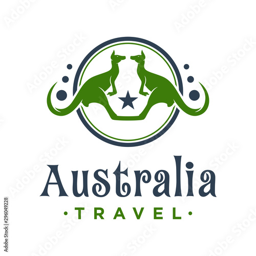 kangaroo animal circle logo design