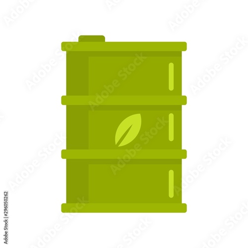 Bio fuel barrel icon. Flat illustration of bio fuel barrel vector icon for web design