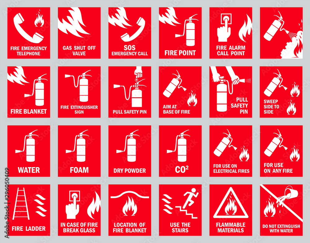 Vetor De Set Of Fire Safety Signs Collection Of Warning Signs Vector Vetor De Set Of Fire Safety Signs Collection Of Warning Signs Vector