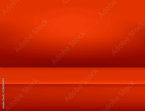 Banner for advertise product on website, Vector empty light room background orange color studio table room background ,product display with copy space for display of content