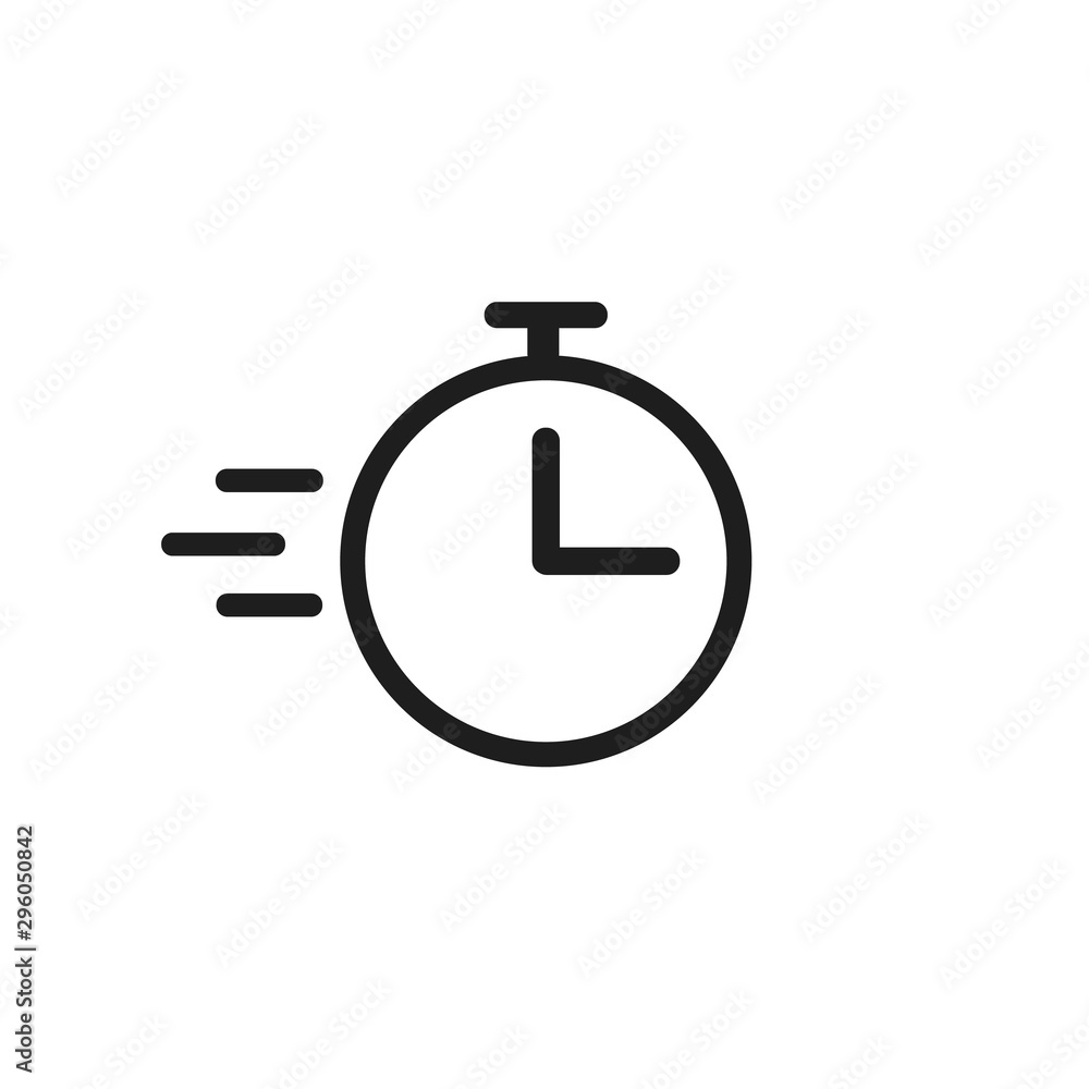 Clock or time flying icon isolated on white background. Timer sign. Flat time design Clock or time flying icon isolated on white background. Timer sign. Flat time design
