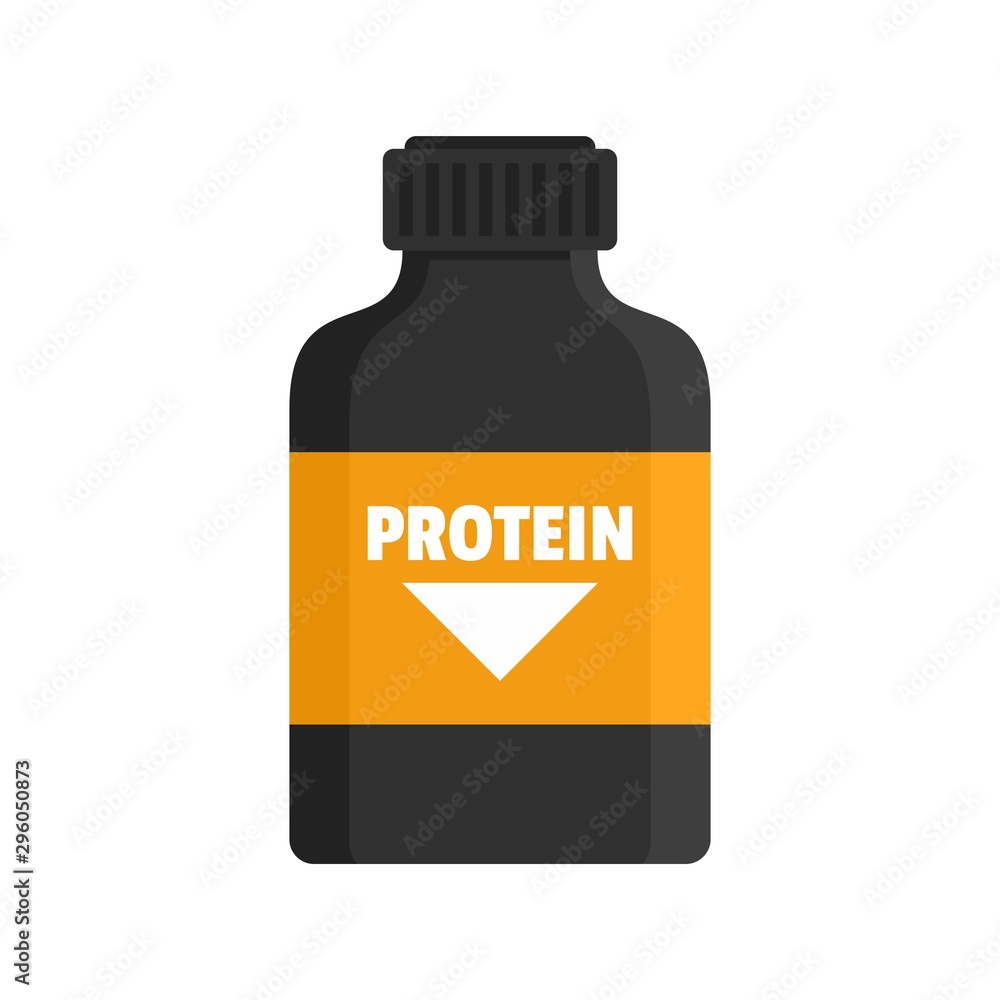 Protein sport bottle icon. Flat illustration of protein sport bottle vector icon for web design Protein sport bottle icon. Flat illustration of protein sport bottle vector icon for web design
