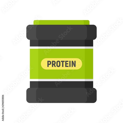 Protein sport jar icon. Flat illustration of protein sport jar vector icon for web design