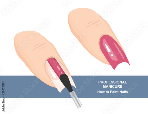 How to paint nails perfectly. Tips and Tricks. Manicure Guide. Vector illustration