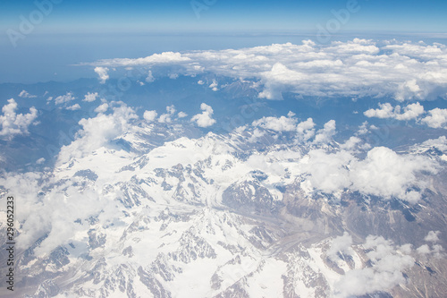 Snow cover Himalaya mountain. View from the airplane, Leh Ladakh, India.
