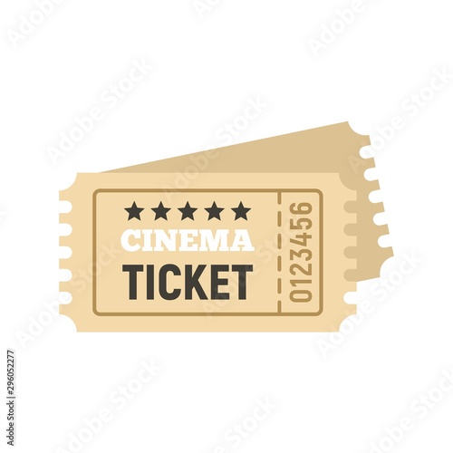 Cinema ticket icon. Flat illustration of cinema ticket vector icon for web design