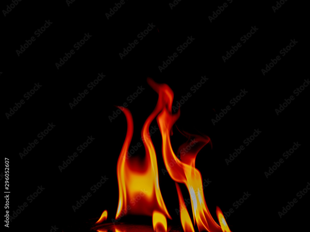 Fire flames on black background Fire flames on black background