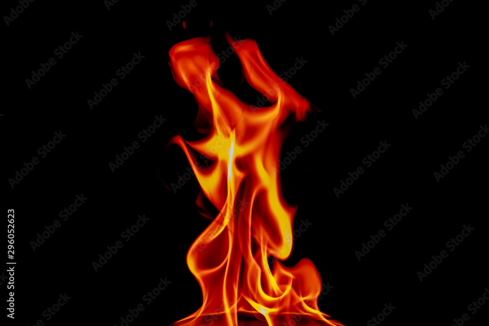 Fire flames on black background Fire flames on black background