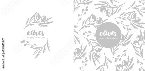 olives pattern on a white background vector_11