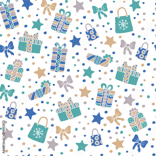 Christmas seamless background with gifts