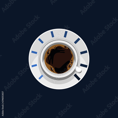 Editable Top View a Cup of Coffee and Saucer Vector Illustration as Speedometer for Additional Element of Cafe or Business Related Design Project With Speed or Strength Concept