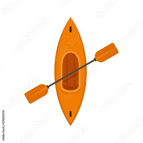 Top view kayak icon. Flat illustration of top view kayak vector icon for web design