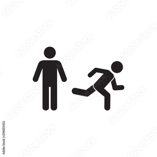 Man, person standing and running illustration. Run, stand navigation wayfinding
