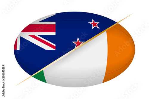New Zealand versus Ireland, concept for rugby tournament.