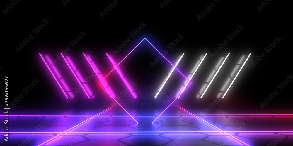 3D abstract background with neon lights . 3d illustration 3D abstract background with neon lights . 3d illustration