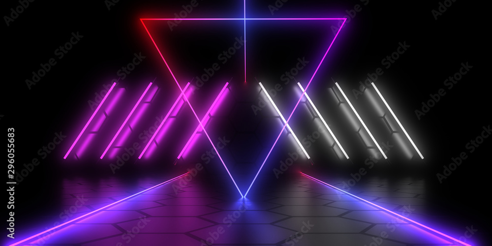 3D abstract background with neon lights . 3d illustration 3D abstract background with neon lights . 3d illustration