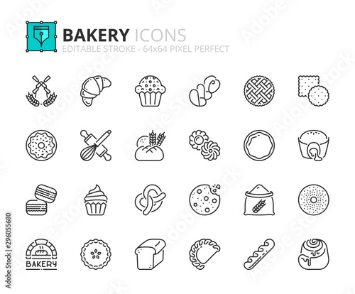 Outline icons about bakery products