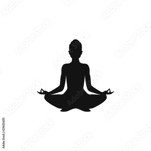 Yoga. lotus position silhouette. Vector sign illustration