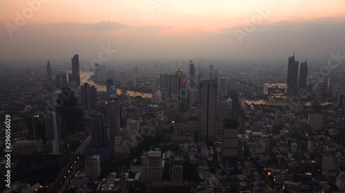 Wallpaper Mural Aerial Skyline of Bangkok Cityscape from Mahanakorn Skywalk and business urban downtown with Beautiful Twilight Peak at Sunset, Cityscape capital and financial district center of Bangkok, Thailand Torontodigital.ca