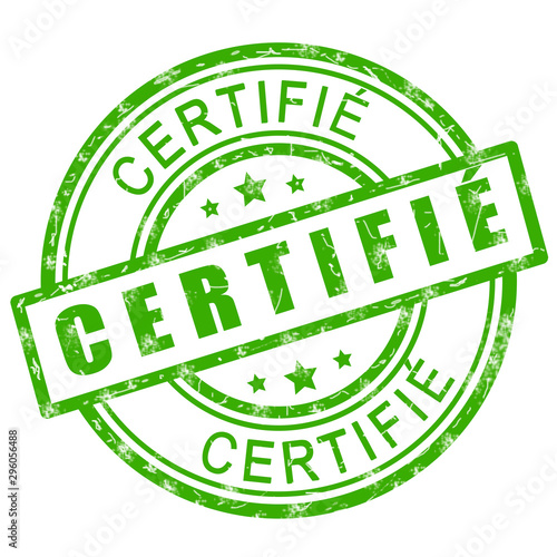 Tampon certifié. Tampon vert certifié icône illustration. photo