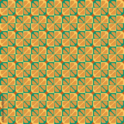 Seamless pattern, hand drawn Flower in square . Color of boiled condensed milk, butterscotch
