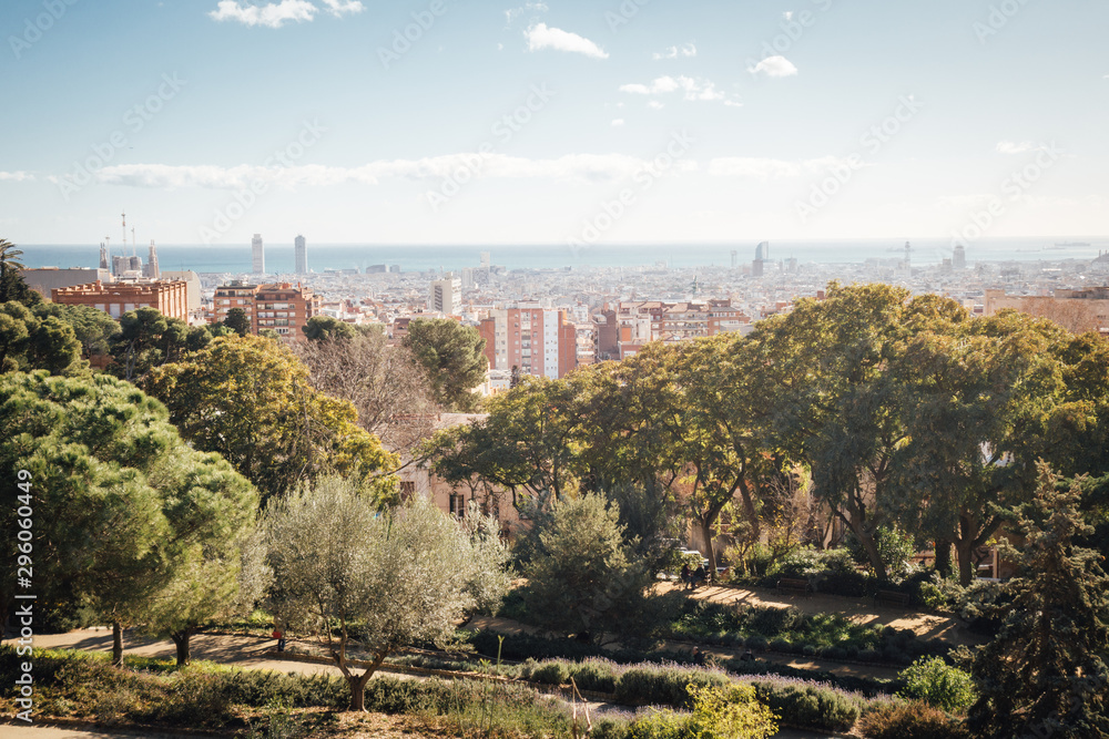La vue d'une ville. La vue de Barcelone. Panorama de la ville de Barcelone. Le panorama d'une ville