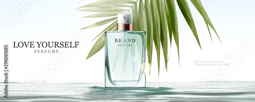 Elegant perfume glass bottle ads