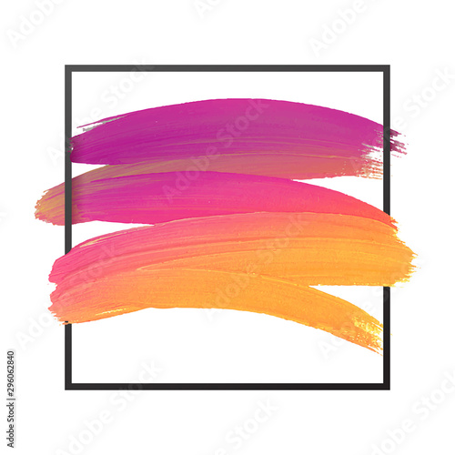 Vector craft label brush stroke backgrounds, paints for tags and stamps design. Framed label backgrounds patch. Color combinations catalog elements. Ink smudges, stains, spots. Insta colors