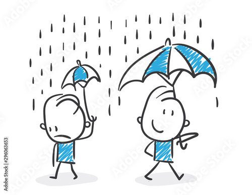 Stickman Blue: Umbrella, Rain, Protection. (Nr. 144)