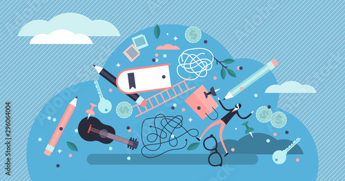 Chaos vector illustration. Flat tiny lack of order system persons concept.