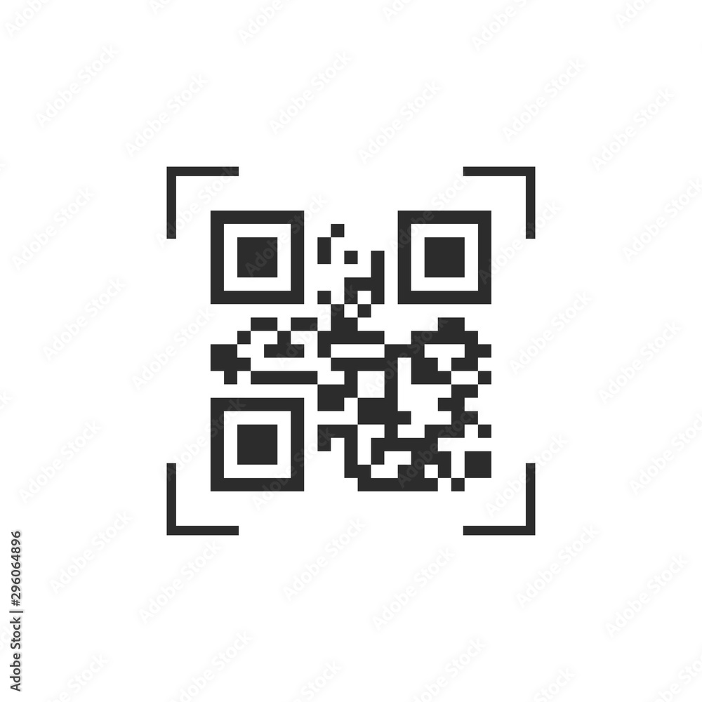 QR Code icon. Vector illustration, flat design. QR Code icon. Vector illustration, flat design.